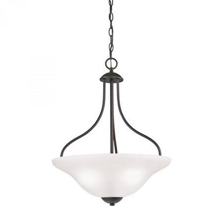 Thomas Conway 3-Light Pendant in Oil Rubbed Bronze with White Glass 1253PL/10